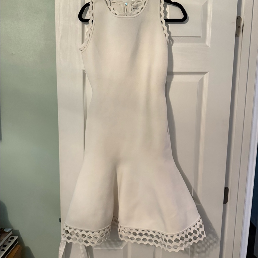 Milly Ivory Sleeveless Dress with Cutout Details